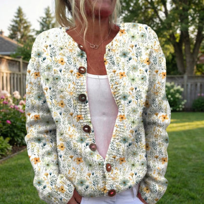 Women's Floral Button-Front Cardigan in Relaxed Fit for Daily Use