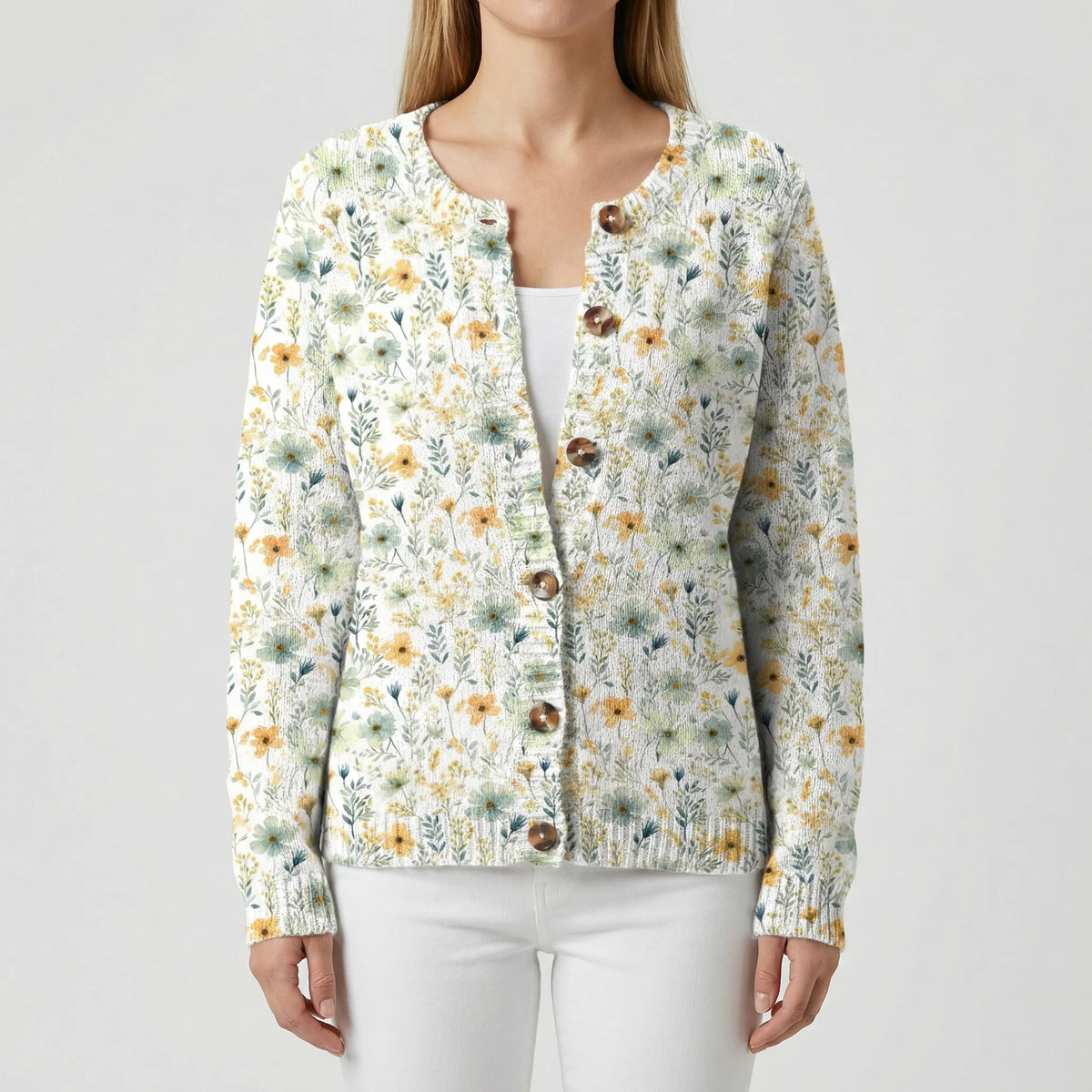 Women's Floral Button-Front Cardigan in Relaxed Fit for Daily Use
