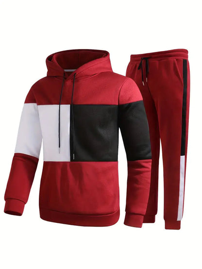 Men's Stylish Hoodie Set for Fall and Winter Everyday Wear Burgundy