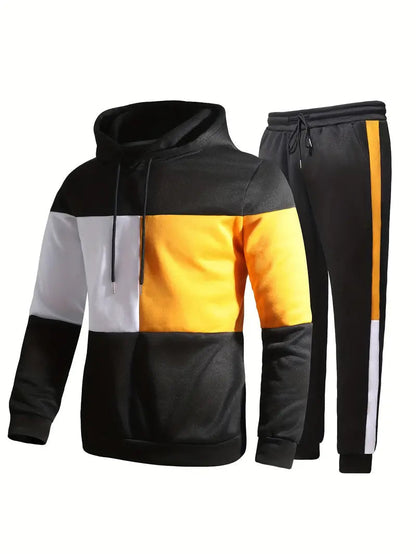 Men's Stylish Hoodie Set for Fall and Winter Everyday Wear Black