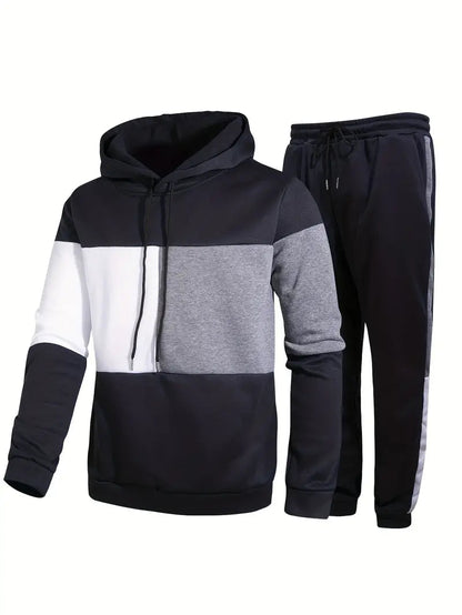 Men's Stylish Hoodie Set for Fall and Winter Everyday Wear Navy Blue