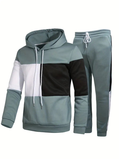 Men's Stylish Hoodie Set for Fall and Winter Everyday Wear Pastel Blue