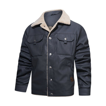 Men's Button-Down Denim Trucker Jacket for Daily Use Warm