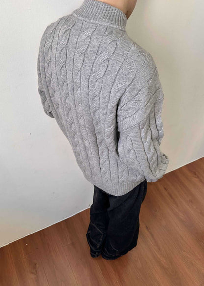 Men's Cable Knit Quarter Zip Sweater for Fall and Winter Everyday Wear