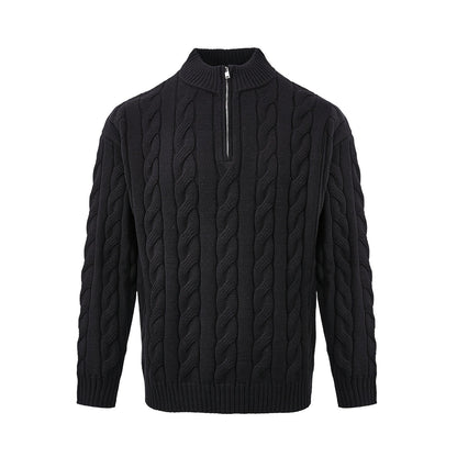 Men's Cable Knit Quarter Zip Sweater for Fall and Winter Everyday Wear