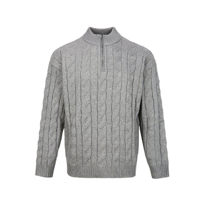Men's Cable Knit Quarter Zip Sweater for Fall and Winter Everyday Wear
