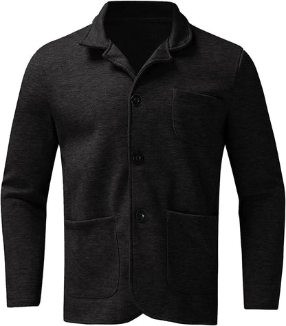 Men's Dark Gray Casual Button-Down Jacket for Fall and Winter