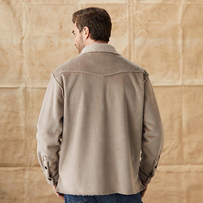Men's Beige Casual Button-Down Jacket for Fall and Winter