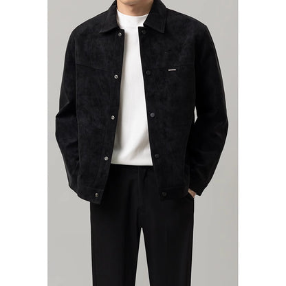 Men's Multi-Color Casual Button-Down Jacket for Fall and Winter Black