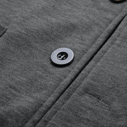 Men's Dark Gray Casual Button-Down Jacket for Fall and Winter