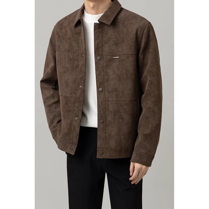 Men's Multi-Color Casual Button-Down Jacket for Fall and Winter Brown