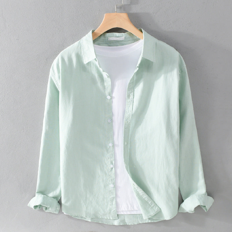 Men's Red Casual Button-Down Shirt for Fall and Winter Everyday Wear Green