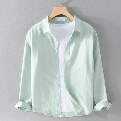 Men's Red Casual Button-Down Shirt for Fall and Winter Everyday Wear Green