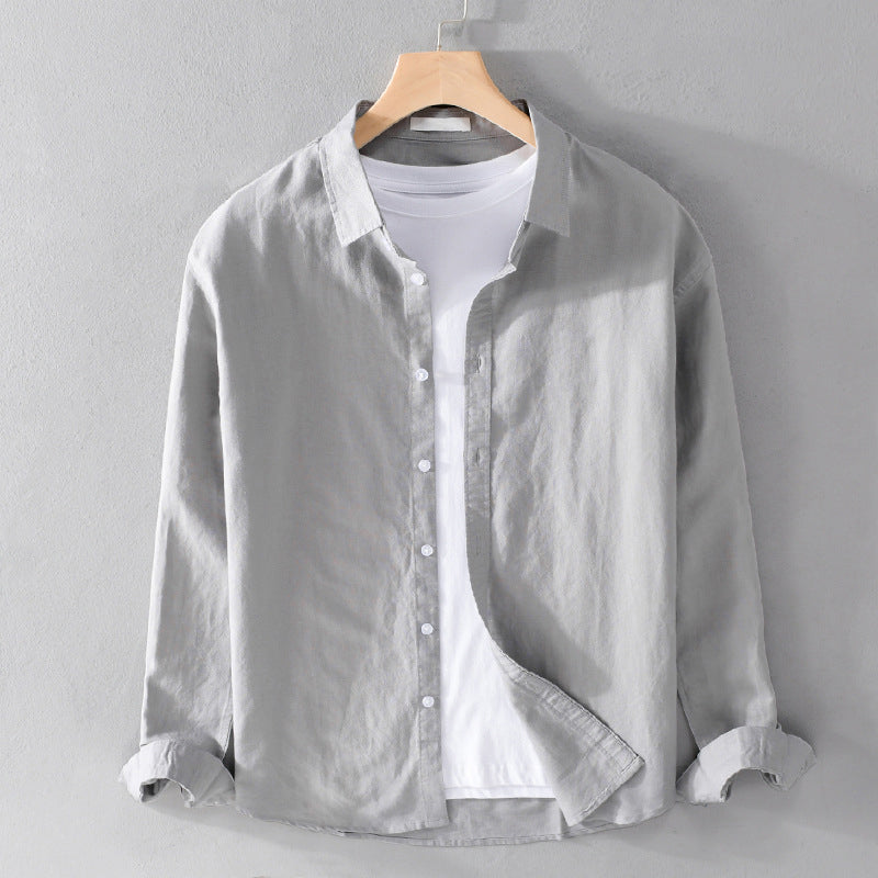 Men's Red Casual Button-Down Shirt for Fall and Winter Everyday Wear Gray
