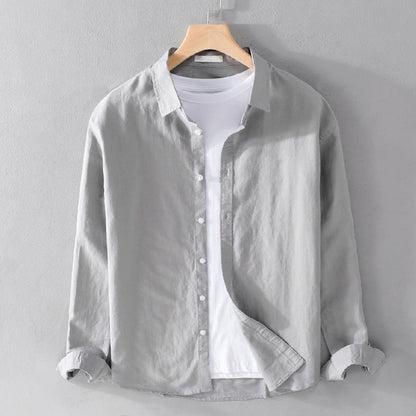 Men's Red Casual Button-Down Shirt for Fall and Winter Everyday Wear Gray