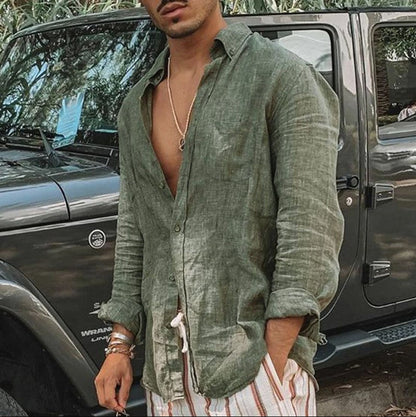 Men's Multi-Color Casual Button-Down Shirt for Fall and Winter