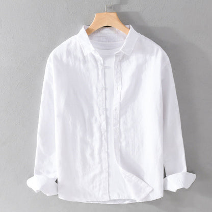 Men's Red Casual Button-Down Shirt for Fall and Winter Everyday Wear White