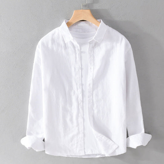 Men's Red Casual Button-Down Shirt for Fall and Winter Everyday Wear White