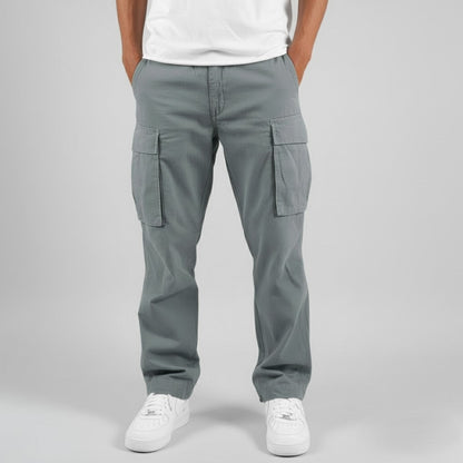 Men's Casual Cargo Trousers for Fall and Winter Everyday Wear Grey
