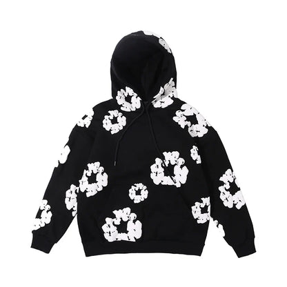 Men's Casual Denim Hoodie – Soft Hooded Sweatshirt for Daily Use Black