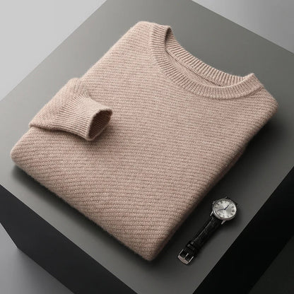 Men's Classic Crew Neck Sweater for Fall and Winter Everyday Wear Camel