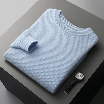 Men's Classic Crew Neck Sweater for Fall and Winter Everyday Wear Blue