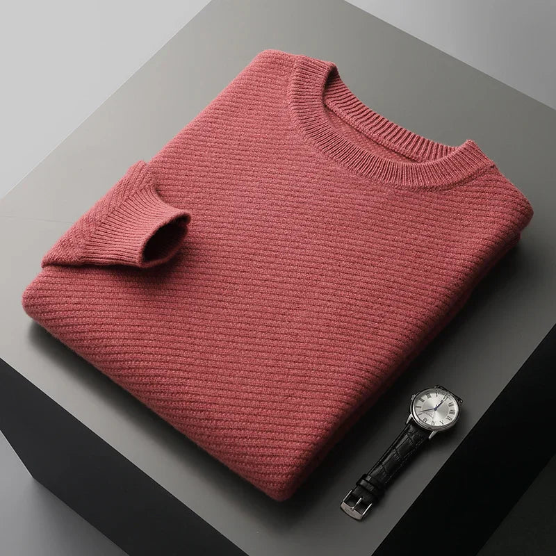 Men's Classic Crew Neck Sweater for Fall and Winter Everyday Wear Red