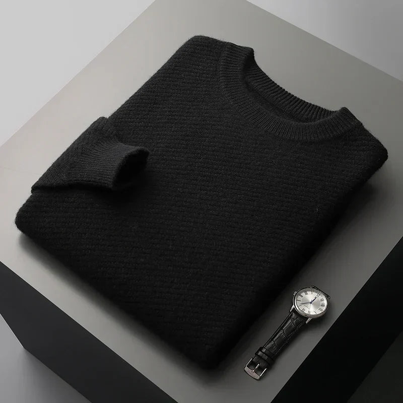 Men's Classic Crew Neck Sweater for Fall and Winter Everyday Wear Black