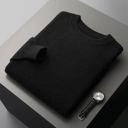 Men's Classic Crew Neck Sweater for Fall and Winter Everyday Wear Black