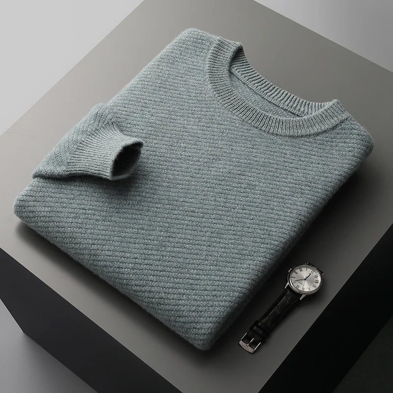 Men's Classic Crew Neck Sweater for Fall and Winter Everyday Wear Turquoise