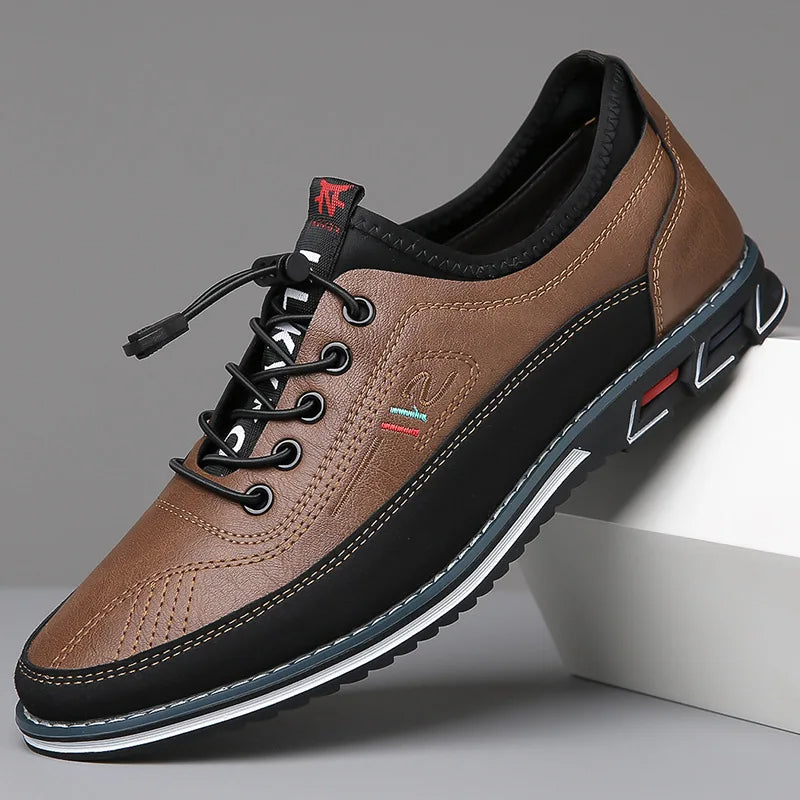 Men's Classic Low-Top Lace-Up Casual Sneakers for Daily Use Dark Brown