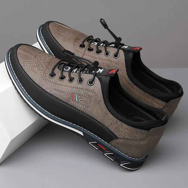 Men's Classic Low-Top Lace-Up Casual Sneakers for Daily Use Khaki