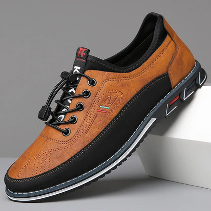 Men's Classic Low-Top Lace-Up Casual Sneakers for Daily Use Brown
