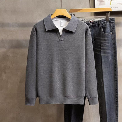 Men's Collared Pullover Sweater for Fall and Winter Everyday Wear Grey