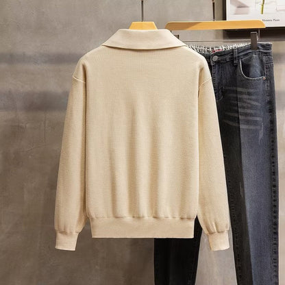 Men's Collared Pullover Sweater for Fall and Winter Everyday Wear