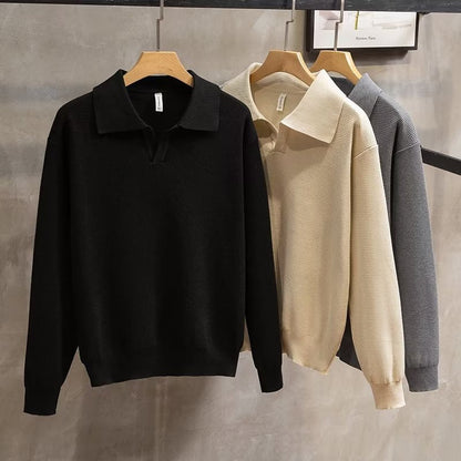 Men's Collared Pullover Sweater for Fall and Winter Everyday Wear