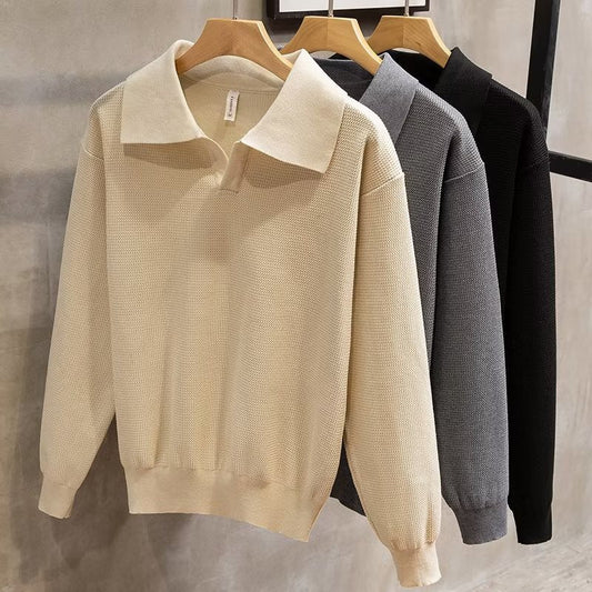 Men's Collared Pullover Sweater for Fall and Winter Everyday Wear