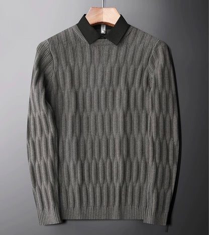 Men's Collared Ribbed Sweater for Fall and Winter Everyday Wear