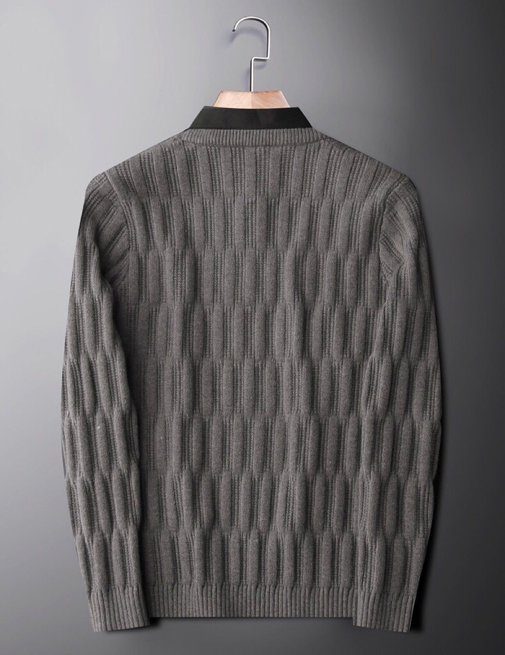 Men's Collared Ribbed Sweater for Fall and Winter Everyday Wear