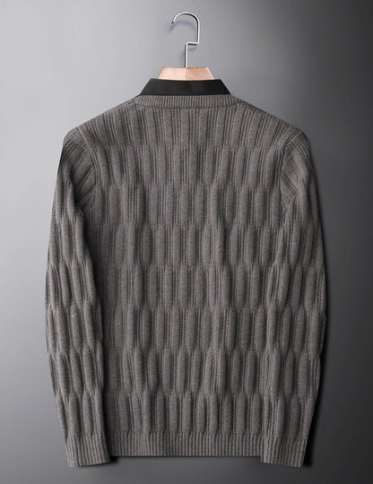 Men's Collared Ribbed Sweater for Fall and Winter Everyday Wear