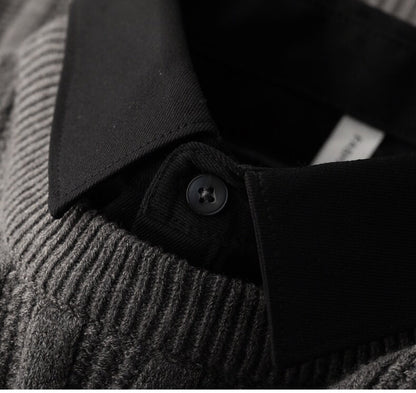 Men's Collared Ribbed Sweater for Fall and Winter Everyday Wear
