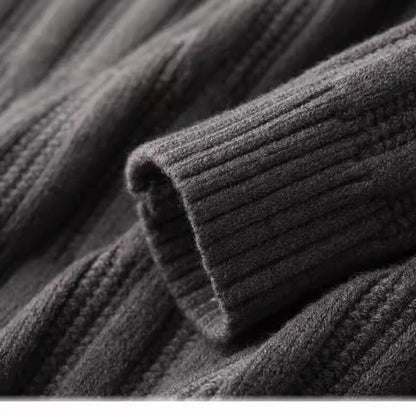 Men's Collared Ribbed Sweater for Fall and Winter Everyday Wear