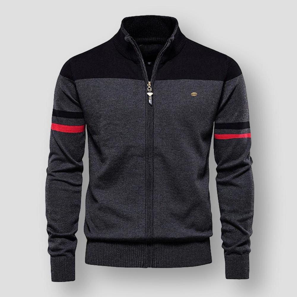 Men's Color Block Zip-Up Jacket with Zip-up front for easy wear. Black