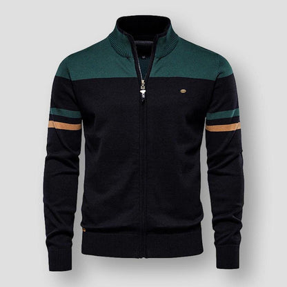 Men's Color Block Zip-Up Jacket with Zip-up front for easy wear. Green
