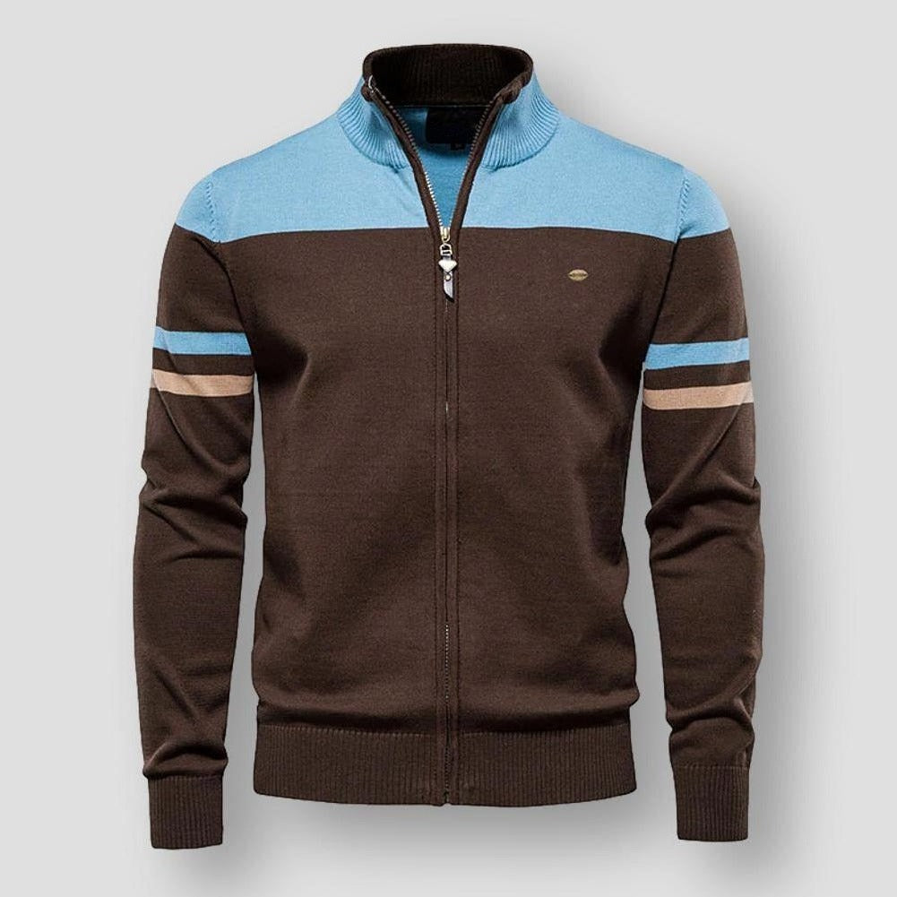 Men's Color Block Zip-Up Jacket with Zip-up front for easy wear. Sky Blue