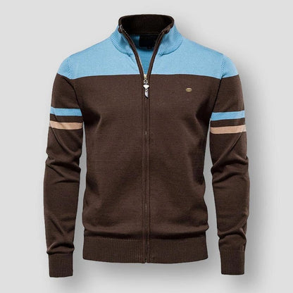 Men's Color Block Zip-Up Jacket with Zip-up front for easy wear. Sky Blue