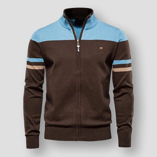 Men's Color Block Zip-Up Jacket with Zip-up front for easy wear. Sky Blue