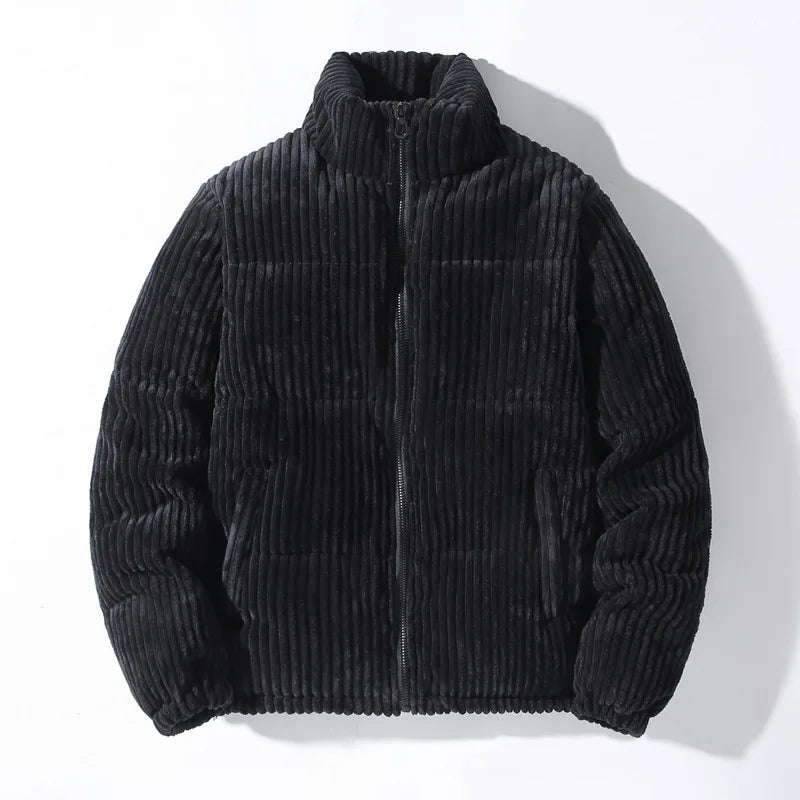 Men's Corduroy Fleece Jacket - Stylish and Comfortable Outerwear Black