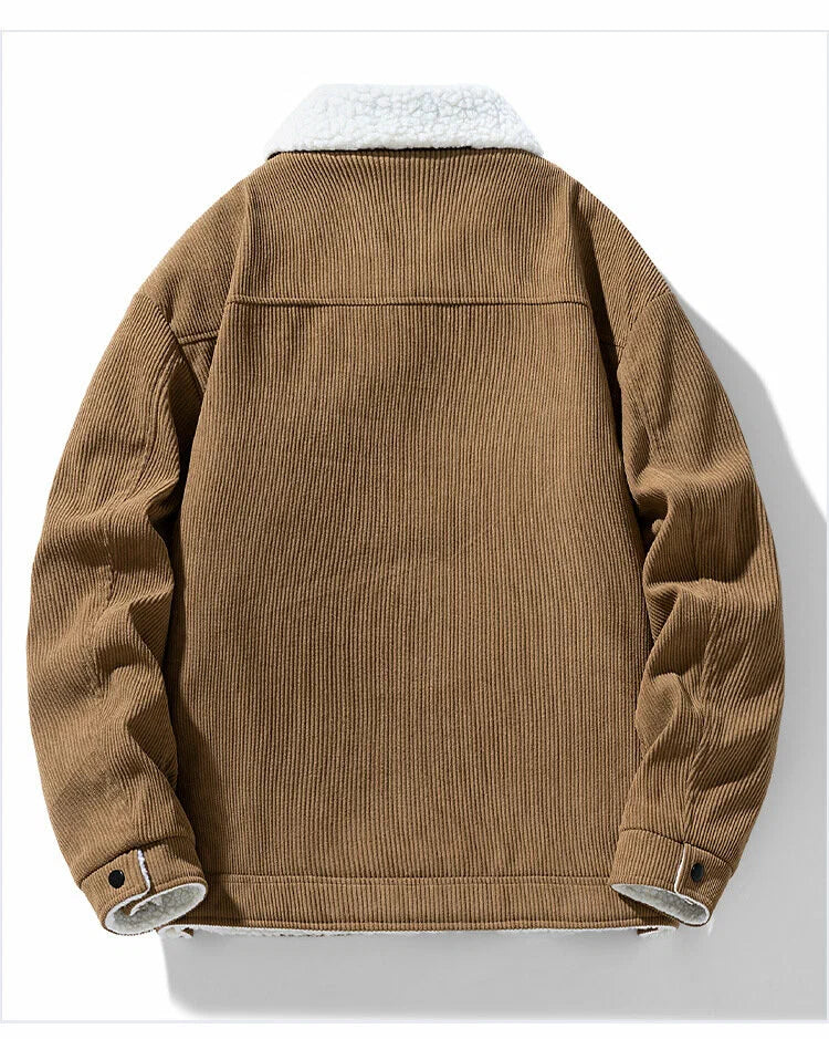 Men's Corduroy Button-Up Jacket with Snap-button front for Daily Use