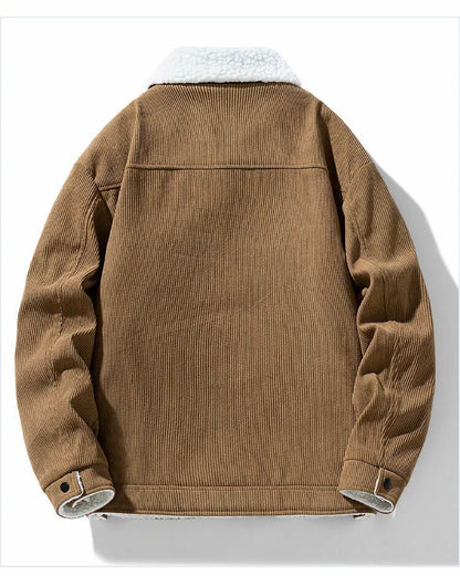 Men's Corduroy Button-Up Jacket with Snap-button front for Daily Use
